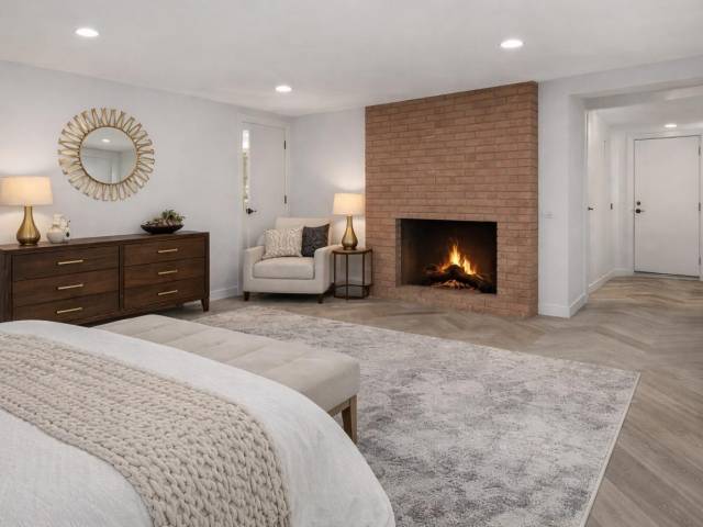 AI rendering of basement flex space as a bedroom